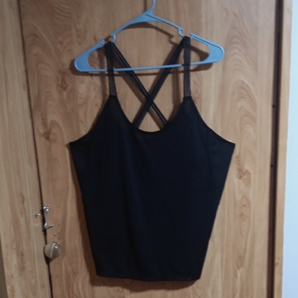Black Fitted Sleeveless Tank Top with Backless Design